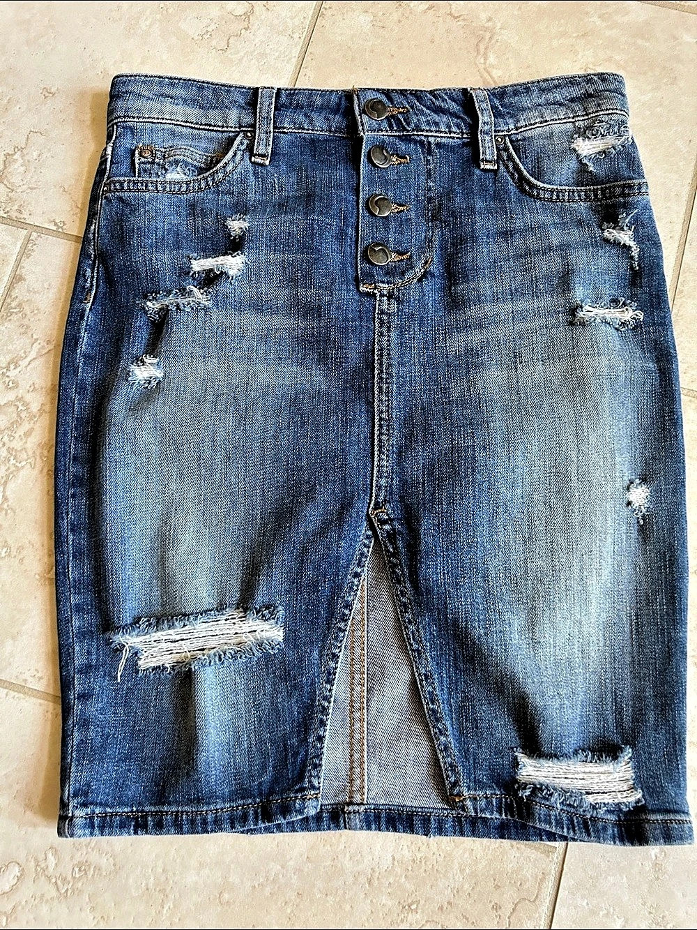 Joe's Jeans Distressed Denim Pencil Skirt Waist 26